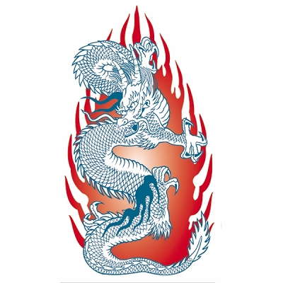 タトゥーシール 火炎ドラゴン・赤