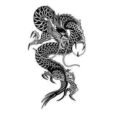 タトゥーシール 白玉黒龍