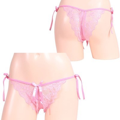 女らしさ満開サイドリボンオープンショーツ ピンク