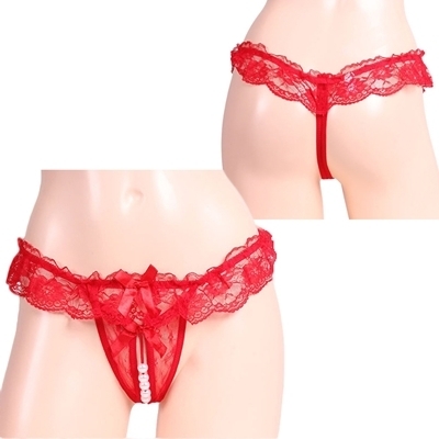 キュンキュンうずく大粒パールオープンショーツ レッド