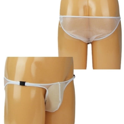 メンズ キラキラシースルーワンタッチバックル付きハーフバック ホワイト