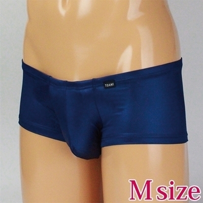 メンズ 伸縮性の有る光沢ストレッチ生地の玉袋付きボクサー Mサイズ