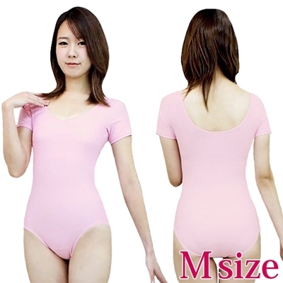 ショートスリーブレオタード単品 ピンク M